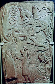 Detail of a Pictish Stone with biblical scenes, 9th century