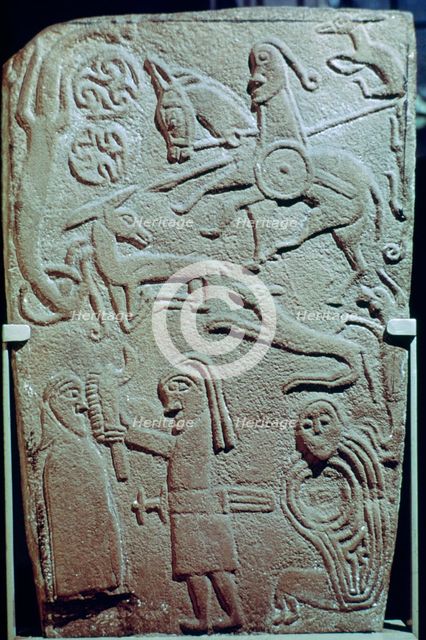 Detail of a Pictish Stone with biblical scenes, 9th century. Artist: Unknown