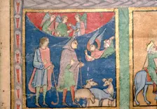 Detail of a Psalter, Annunciation to the Shepherds, c1140