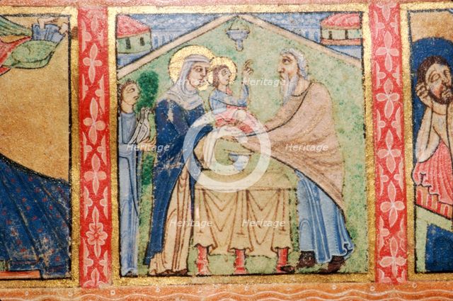 Detail of a Psalter, Presentation of Jesus in the Temple, c1140. Artist: Unknown.