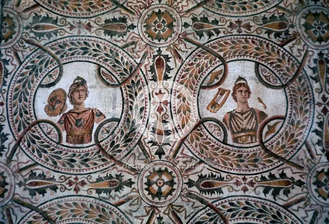 Detail of a Roman floor mosaic of the nine Muses, 3rd century. Artist: Unknown