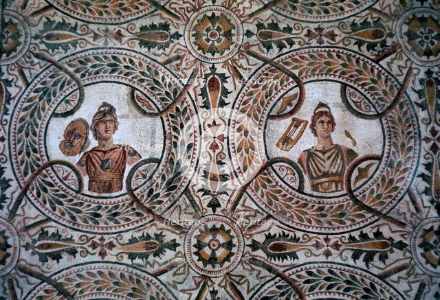 Detail of a Roman floor mosaic of the nine Muses, 3rd century. Artist: Unknown