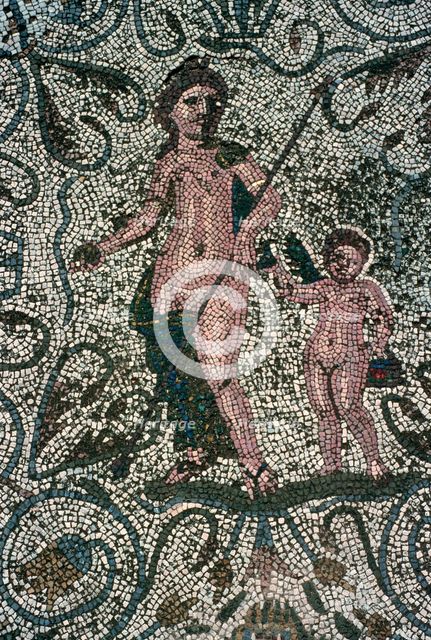 Detail of a Roman floor mosaic in Merida. Artist: Unknown