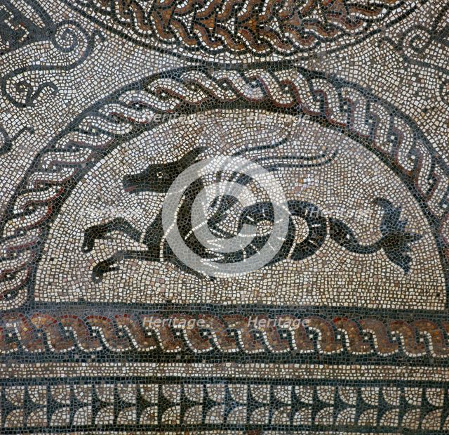 Detail of a Roman floor mosaic showing a sea-horse, 1st century. Artist: Unknown