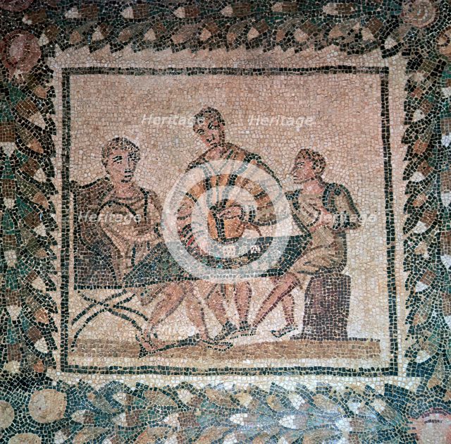 Detail of a Roman floor mosaic showing dice players, 3rd century. Artist: Unknown