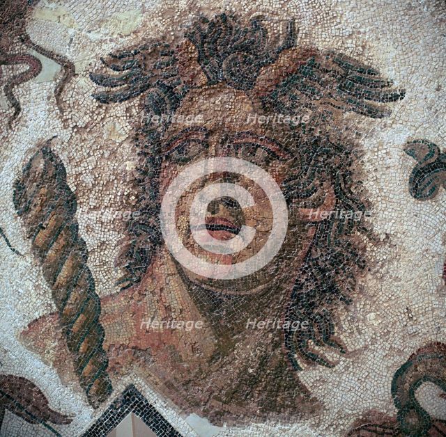 Detail of a Roman mosaic showing one of the four winds, 3rd century. Artist: Unknown