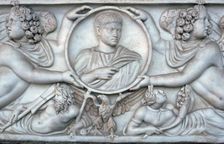 Detail of a Roman sarcophagus of a young man