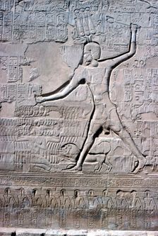 Detail of a relief of Pharaoh smiting his enemies, Temple of Khnum, Ptolemaic & Roman Periods