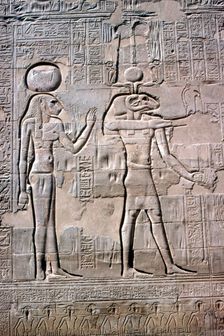 Detail of a relief of Sekhmet and Knum, Temple of Khnum, Ptolemaic & Roman Periods