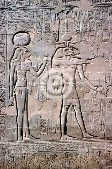 Detail of a relief of Sekhmet and Knum, Temple of Khnum, Ptolemaic & Roman Periods. Artist: Unknown