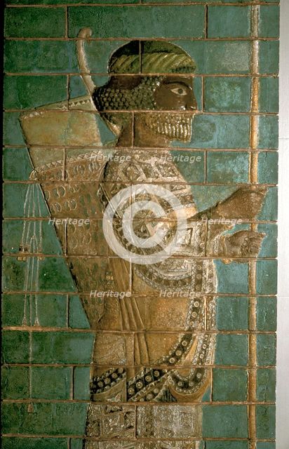Detail of a relief showing an archer of the Persian Royal Guard, Palace of Darius I, Susa, c500 BC. Artist: Unknown