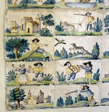 Detail of a tile panel of unknown origin