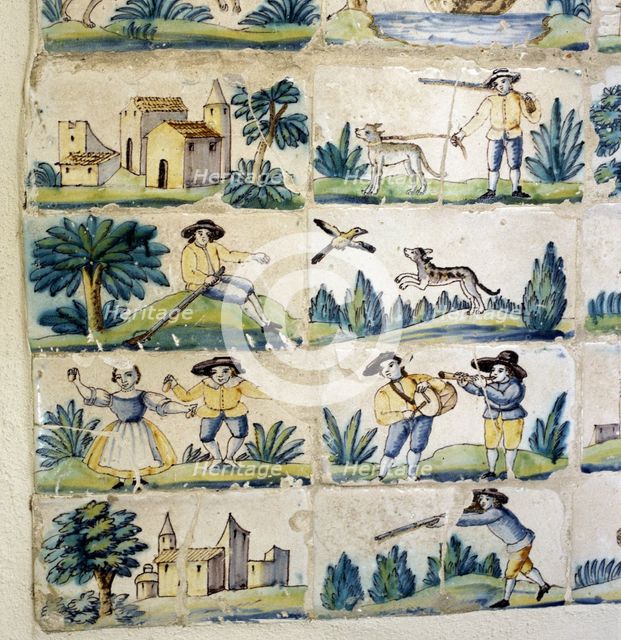 Detail of a tile panel of unknown origin.