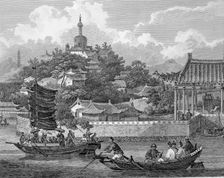 Detail of a view of the gardens of the Imperial Palace, Peking, China, 1796. Creator: Samuel Smith