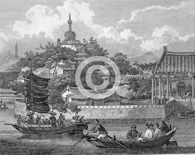 Detail of a view of the gardens of the Imperial Palace, Peking, China, 1796. Artist: Samuel Smith