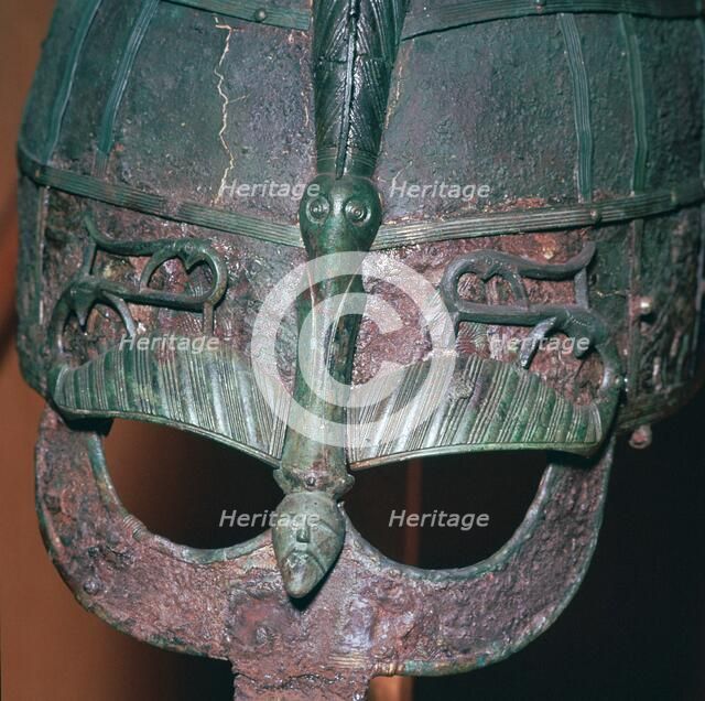 Detail of a Viking helmet from grave one at Vendel, Uppland, Sweden, 7th century Artist: Unknown