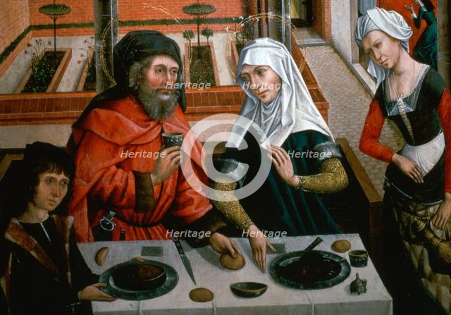 Detail of an altar-piece from the Carmelite Church, 15th century. Artist: Master of the Barbara Legend