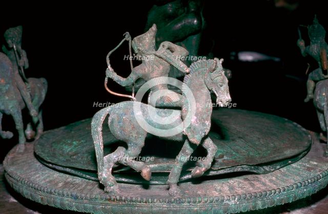 Detail of an Etruscan bronze of an Amazon archer, 6th century BC. Artist: Unknown