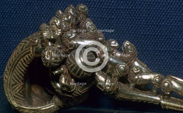 Detail of an Etruscan gold fibula showing gold working techniques, 7th century BC. Artist: Unknown