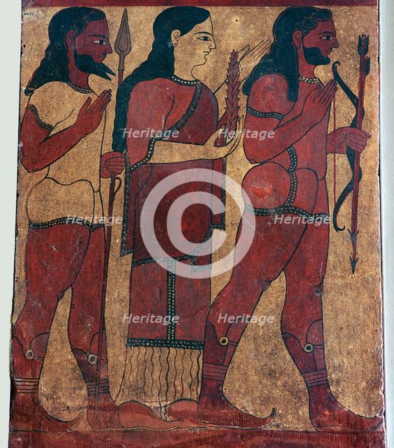 Detail of an Etruscan tomb painting showing Ceres with attendants, 6th century BC. Artist: Unknown