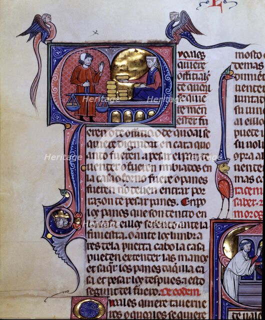 Detail of an illuminated page 'In dei exelsis Thesauris' called 'Vidal Mayor', on the Privileges …