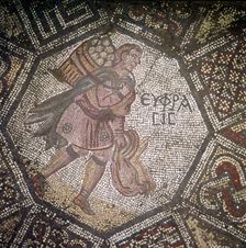 Detail of Byzantine Floor Mosaic at Great Palace, Istanbul, Reign of Justin, 565-575