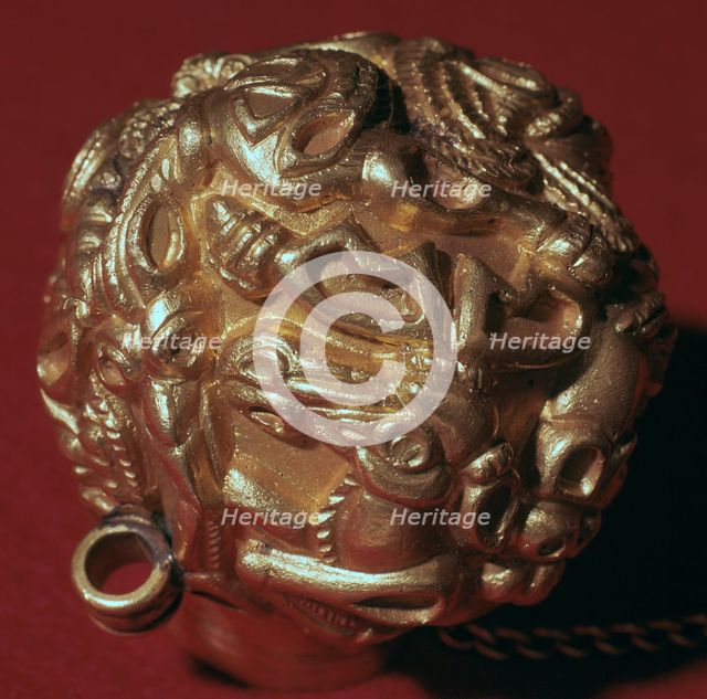 Detail of base of Sarmatian gold scent bottle with an eagle. Artist: Unknown