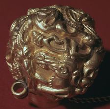 Detail of base of Sarmatian gold scent bottle with an eagle