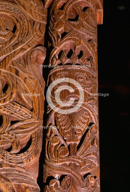 Detail of carving of Stave Church from Gol in Hallingdal, built c1200. Artist: Unknown.