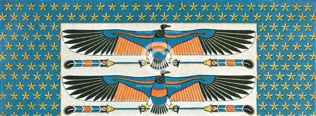 Detail of ceiling painting in the tomb of Bekenranef at Sakkara, Egypt, (1928). Creator: Unknown.
