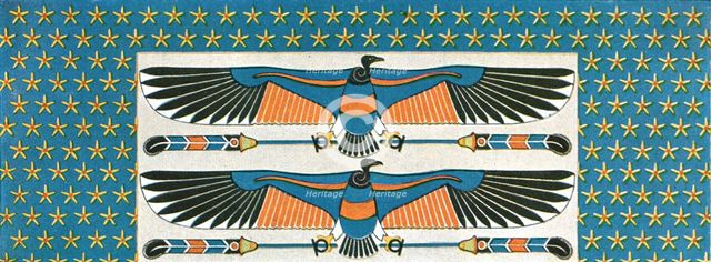 Detail of ceiling painting in the tomb of Bekenranef at Sakkara, Egypt, (1928). Creator: Unknown.