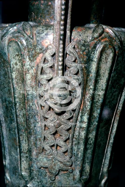 Detail of Celtic Bronze Flagon from Durrnberg near Hallein, Austria,  late 5th century BC. Artist: Unknown.