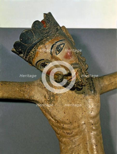 Detail of Christ of Solsona, polychromed carving c. 1300.