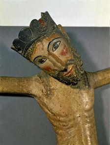Detail of Christ of Solsona, polychromed carving c. 1300