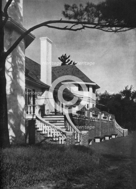 Detail of court side, Longwood Cricket Club, Chestnut Hill, Massachusetts, 1922.  Artist: Unknown.