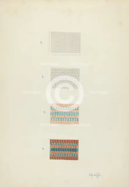 Detail of Coverlet: Technique Demonstration, 1935/1942. Creator: Cornelius Christoffels.