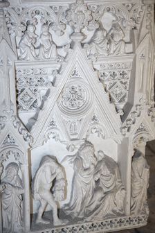 Detail of dcoration on a sarcophagus, Monastery of Alcobaca, Alcobaca, Portugal, 2009. Artist: Samuel Magal
