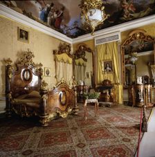 Detail of Elizabeth II bedroom (1830 - 1904) at the Royal Palace of Aranjuez