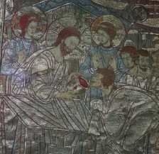 Detail of embroidered vestments depicting the Last Supper, 14th century