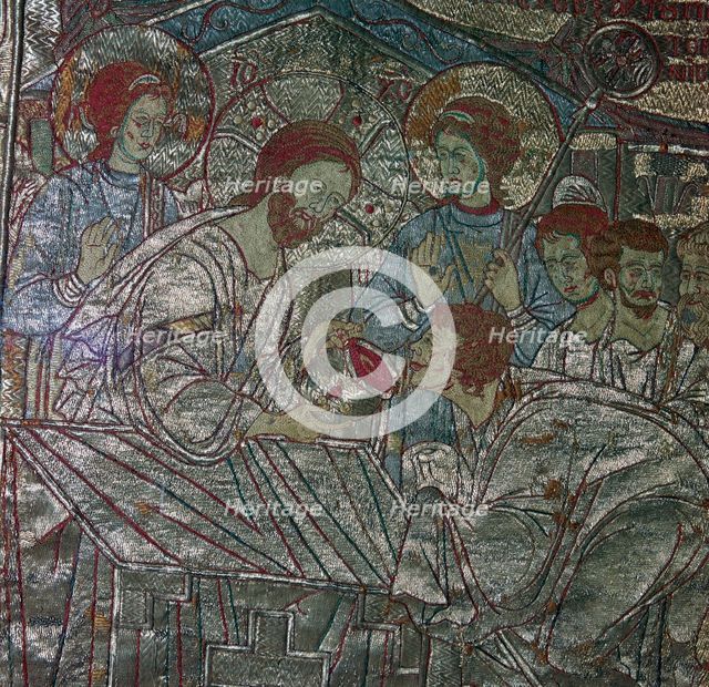 Detail of embroidered vestments depicting the Last Supper, 14th century. Artist: Unknown