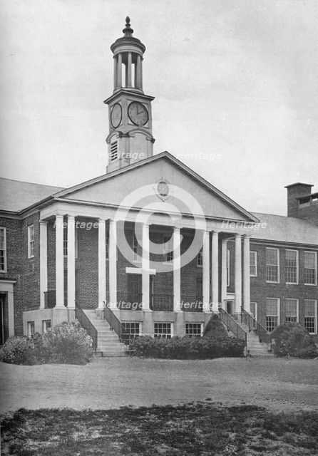 Detail of entrance front, Bird School (Elementary and Junior High), Walpole, Massachusetts, 1922. Artist: Unknown.