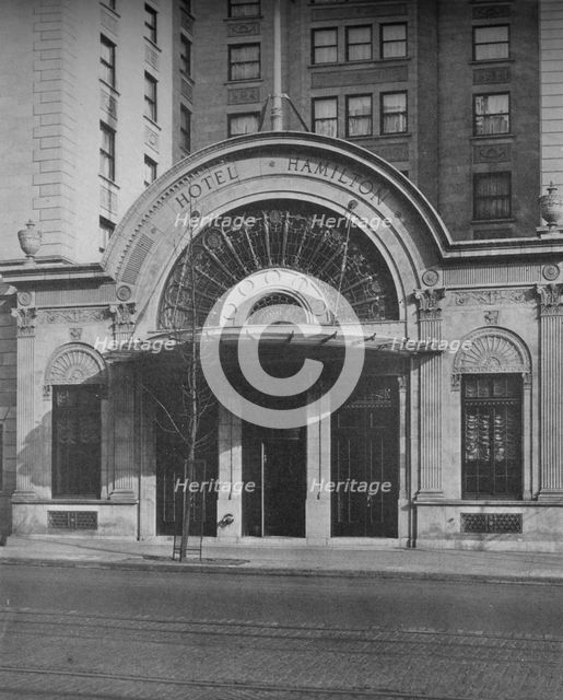 Detail of entrance, Hotel Hamilton, Washington DC, 1923. Artist: Unknown.
