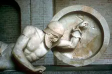 Detail of fallen warrior from the East Pediment of Temple of Aphaia, Aegina, Greece, c500-c480 BC