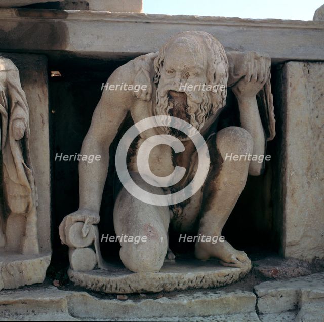 Detail of figure in the theatre of Dionysus, 6th century BC. Artist: Unknown