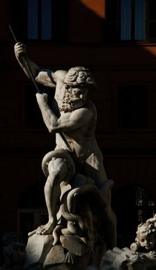 Detail of Fountain of Neptune, Piazza Navona, Rome, Italy, 2009. Creator: LTL