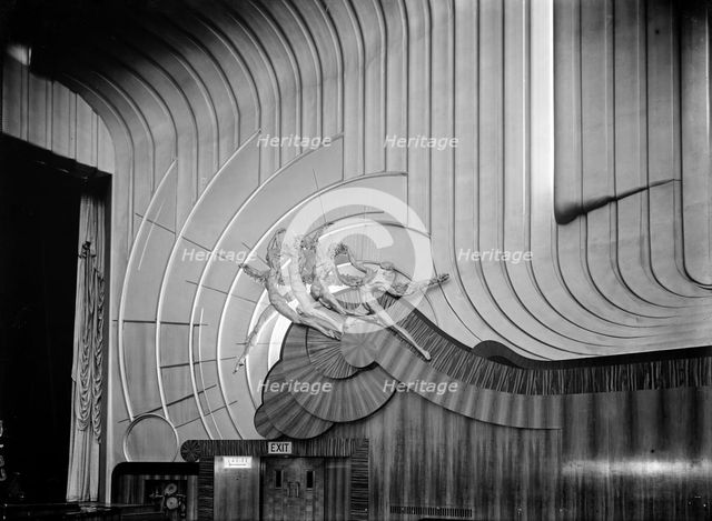Detail of four relief figures at the Odeon, Leicester Square, London, 1937.  Artist: J Maltby