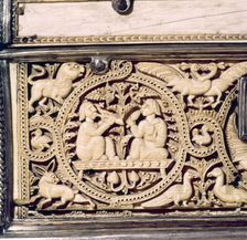 Detail of front of Ivory Casket, Hispano-Arabic work, Cordoba, 11th centur