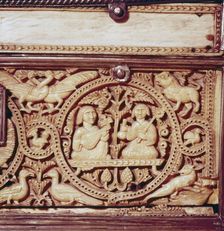 Detail of front of Ivory Casket, Hispano-Arabic work, Cordoba, 11th century