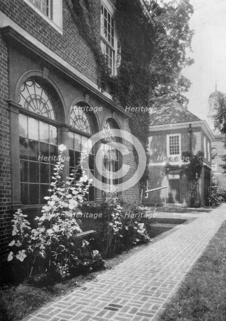 Detail of front, Peterborough Historical Society Building, Peterborough, New Hampshire, 1922. Artist: Unknown.