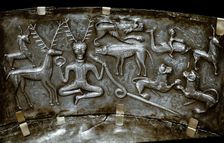 Detail of Gundestrup Cauldron, Celtic horned God Cernunnos, Danish, c100 BC